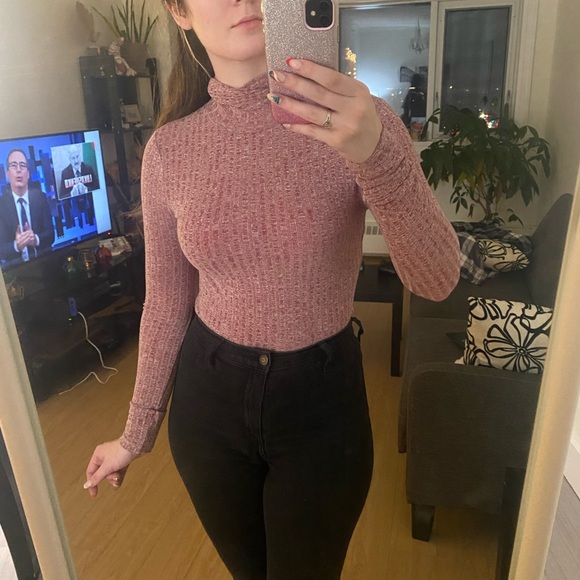 Pink High Neck Rib-Knit Top - Picture 3 of 3